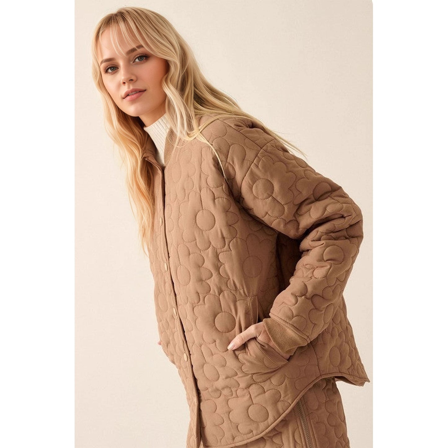 Fashion Flower Silk Line Cotton Jacket Temperament Wild Coat