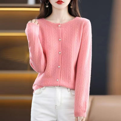 Round Neck All-matching Korean Style Casual Sweater Coat