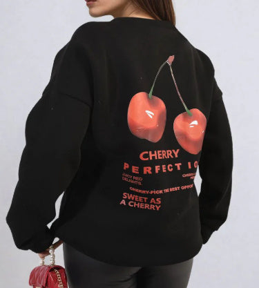 Women's Round Neck Print Long Sleeves Sweater