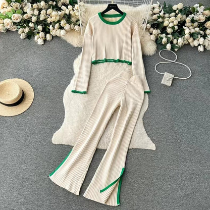 Knitted Top And Trousers Two-piece Set Sweater