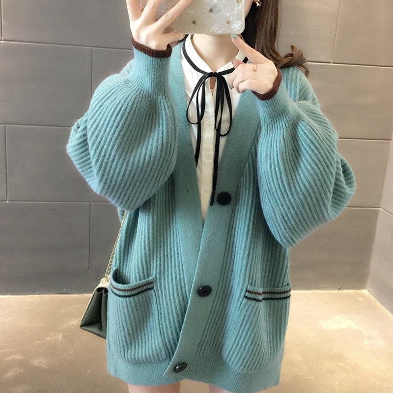 Casual Laid-back Style Gentle Outerwear Korean Style Knitted Coat