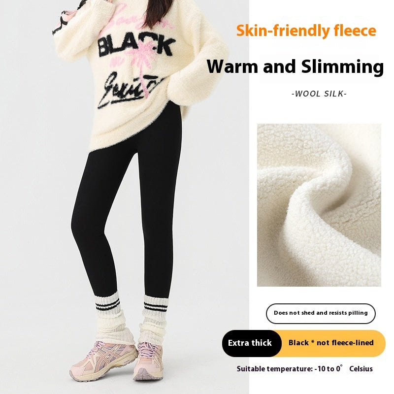 Extra Thick Cashmere Leggings Female High Waist Tight Fleece Cotton Pants