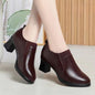 Womens Deep-toe Soft-leather Soft-soled High Heels